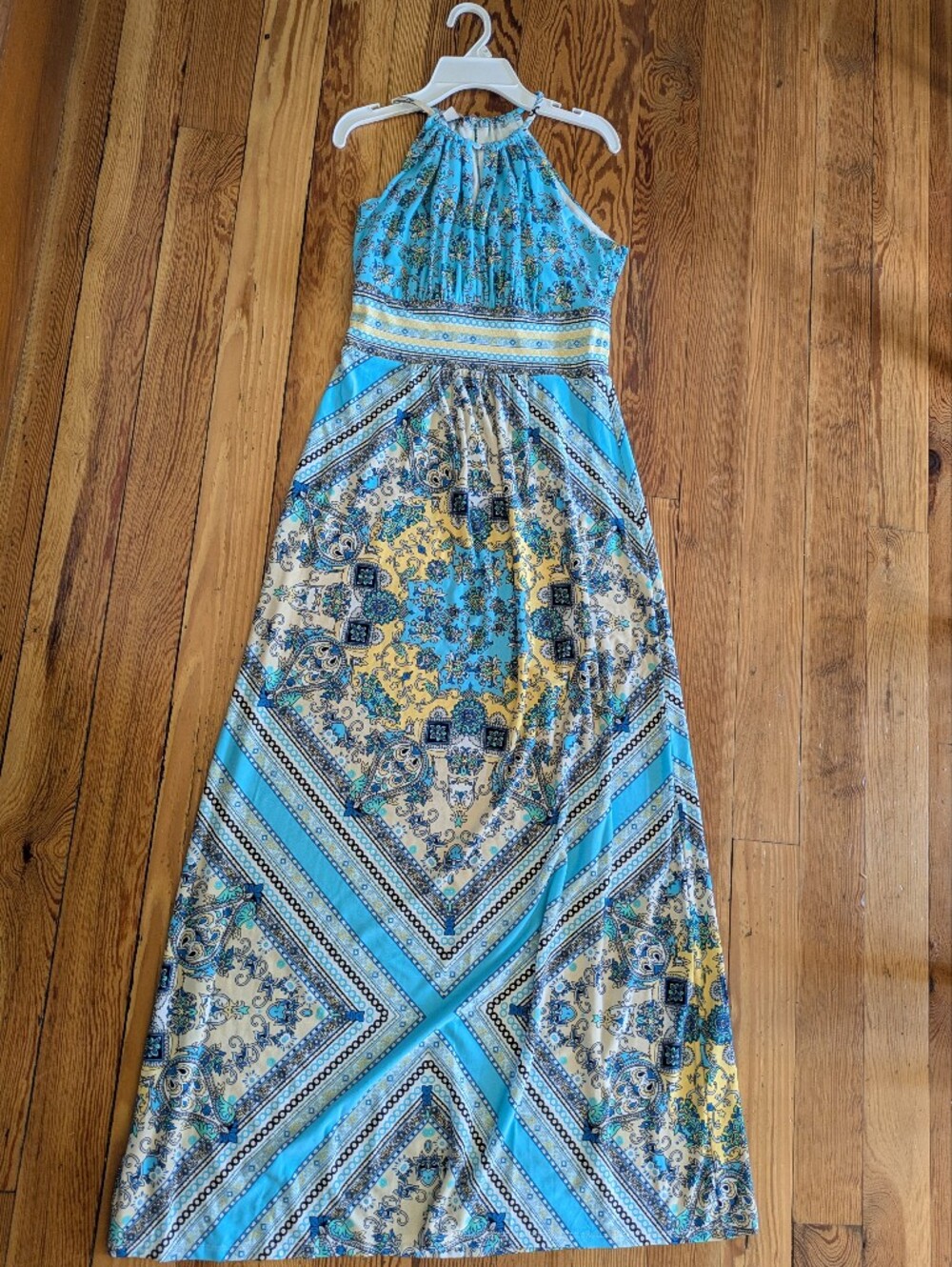 dressbarn Turquoise Floral Print Maxi Dress